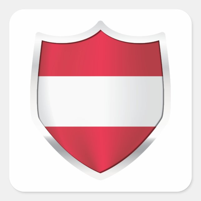 Pegatina Cuadrada Bandera Escudo Plateado de Austria (Anverso)