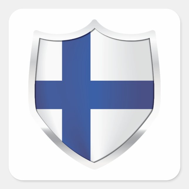 Pegatina Cuadrada Bandera Escudo plateado de Finlandia perfecta para (Anverso)