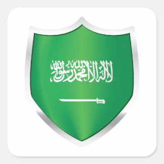 Pegatina Cuadrada Bandera Escudo Plateado Saudita