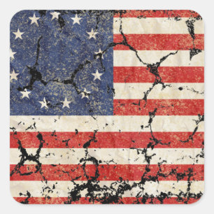 Pegatina Cuadrada Bandera estadounidense 1776, con problemas