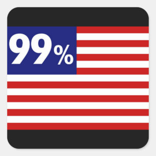 Pegatina Cuadrada Bandera estadounidense al 99 % - Occupy Wall Stree