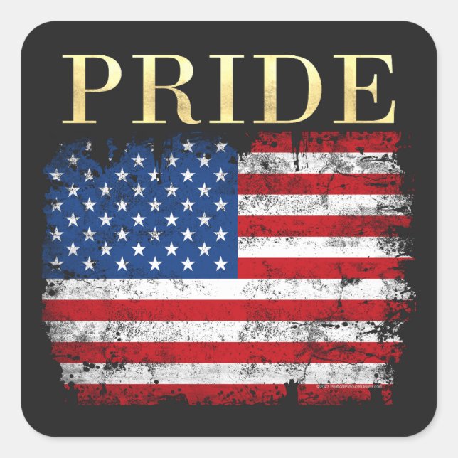 Pegatina Cuadrada Bandera estadounidense Bandera del Orgullo Patriót (Anverso)