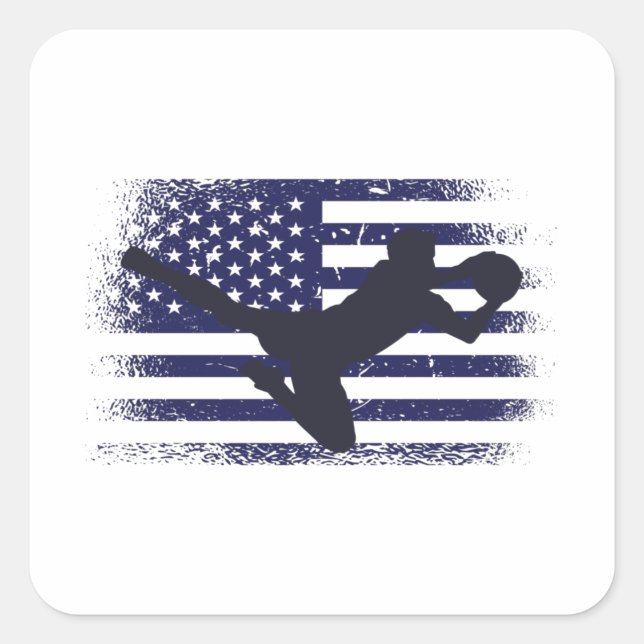 Pegatina Cuadrada Bandera estadounidense de la camiseta de un hincha (Anverso)