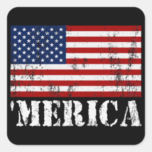Pegatina Cuadrada Bandera estadounidense en peligro 'MERICA