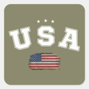 Pegatina Cuadrada Bandera estadounidense patriota veteranos 4 de jul