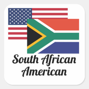Pegatina Cuadrada Bandera Estadounidense Y Sudafricana