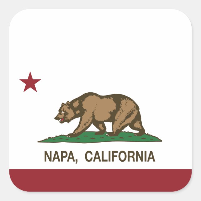 Pegatina Cuadrada Bandera estatal de California Napa (Anverso)