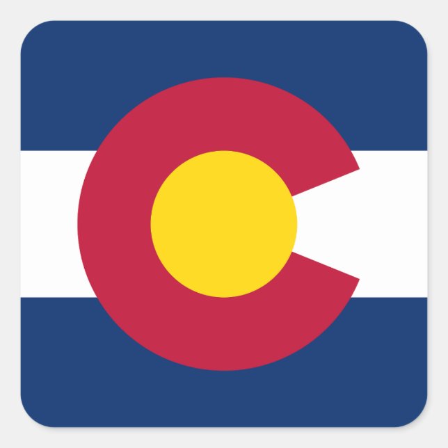 Pegatina Cuadrada Bandera Estatal de Colorado (Anverso)