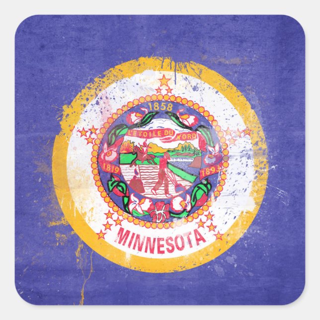 Pegatina Cuadrada Bandera estatal de Minnesota en peligro (Anverso)