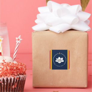 Pegatina Cuadrada Bandera Estatal de Misisipi Estados Unidos