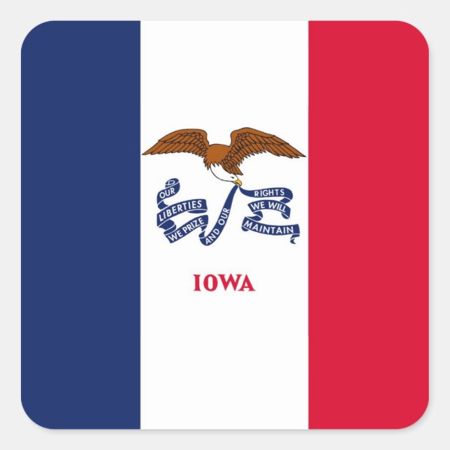 Pegatina Cuadrada Bandera Estatal Iowa (Anverso)