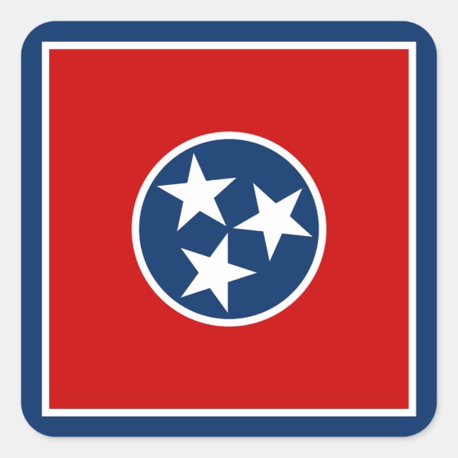 Pegatina Cuadrada Bandera Estatal Tennessee (Anverso)