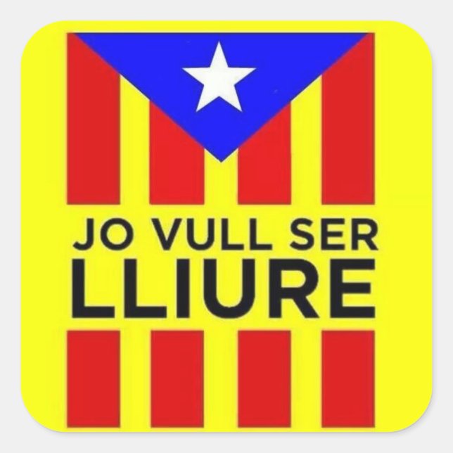 Pegatina Cuadrada Bandera Estelada Catalana (Anverso)