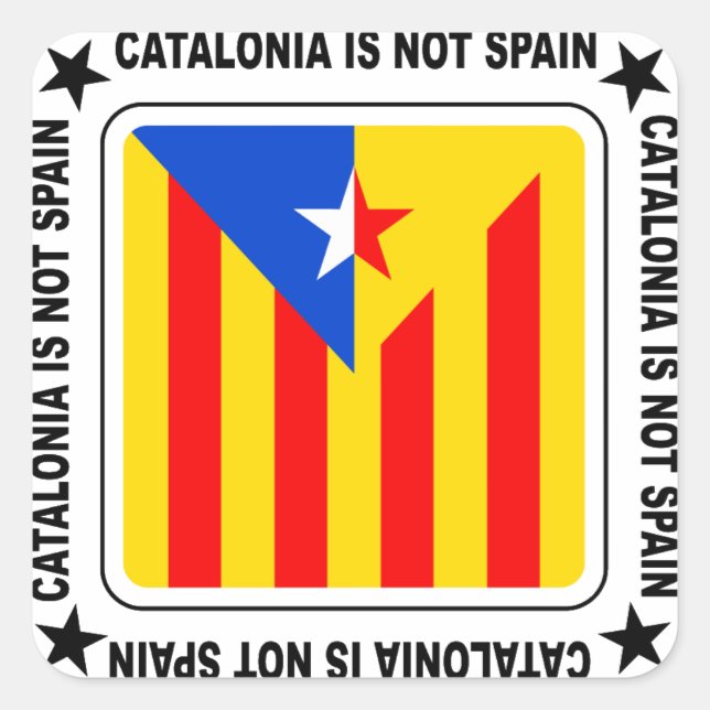 Pegatina Cuadrada Bandera Estelada Catalana (Anverso)