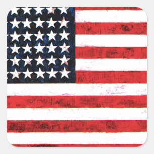 Pegatina Cuadrada Bandera Estrellada - Bandera Americana