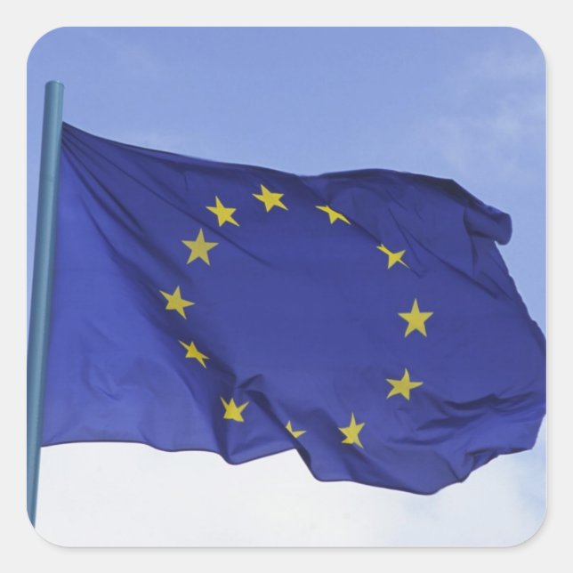 Pegatina Cuadrada Bandera europea RF) (Anverso)