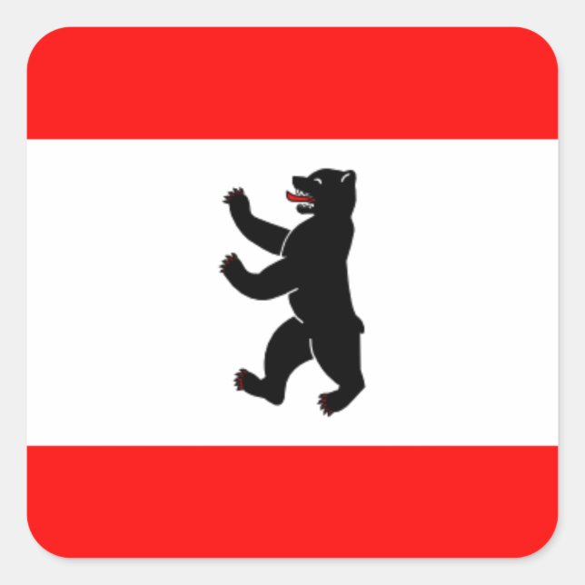 Pegatina Cuadrada Bandera Fahne Berlin Alemania (Anverso)