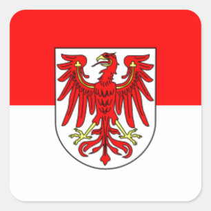 Pegatina Cuadrada Bandera - Fahne - Flagge - Alemania - Brandeburgo
