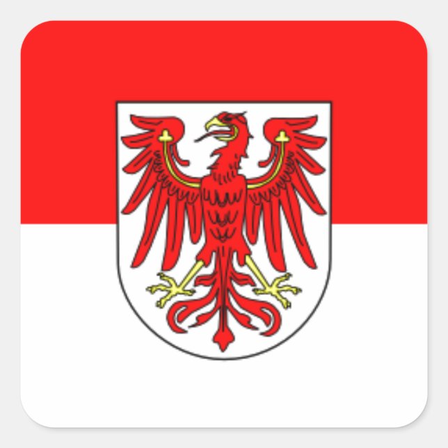 Pegatina Cuadrada Bandera - Fahne - Flagge - Alemania - Brandenburgo (Anverso)
