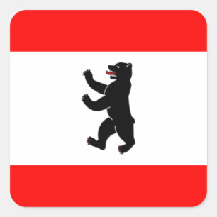 Pegatina Cuadrada Bandera Flagge Fahne Berlín Alemania