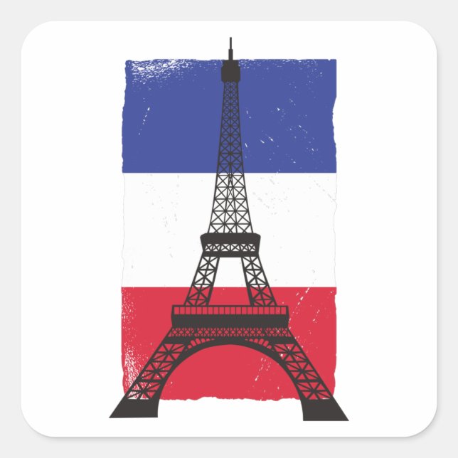 Pegatina Cuadrada Bandera francesa de París (Anverso)