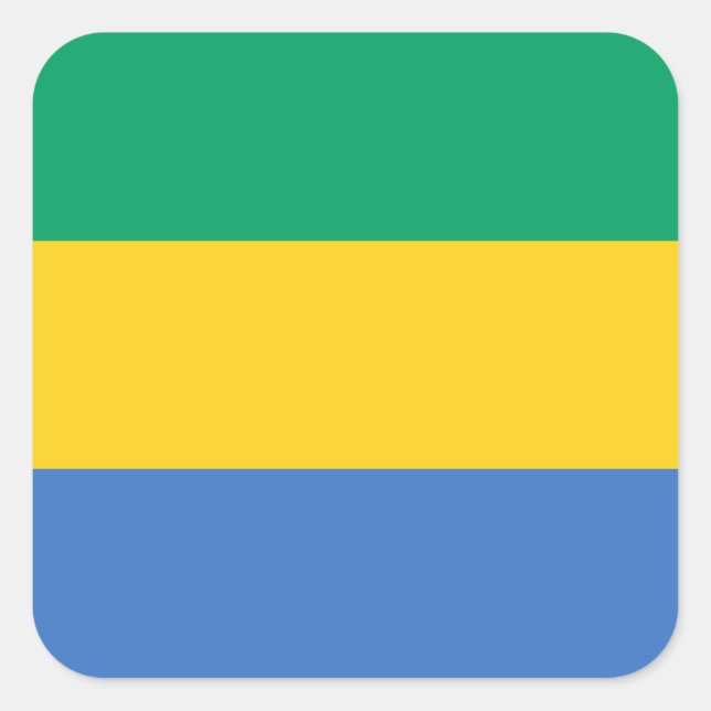 Pegatina Cuadrada Bandera gabonesa, bandera de Gabón (Anverso)