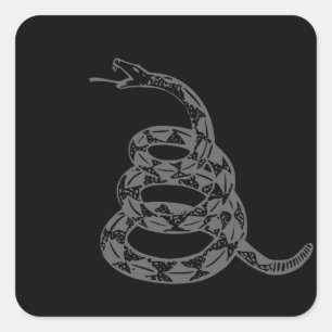 Pegatina Cuadrada Bandera Gadsden No Pises en Mí Gris
