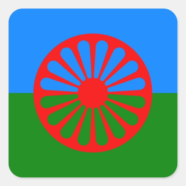 Pegatina Cuadrada Bandera gitana (Anverso)