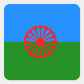 Pegatina Cuadrada Bandera gitana oficial romaní