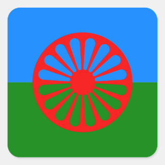 Pegatina Cuadrada Bandera gitana oficial romaní