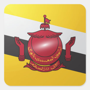 Pegatina Cuadrada Bandera glamurosa cuadrada de Brunéi