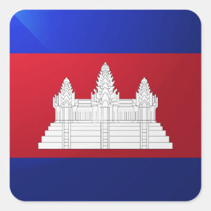 Pegatina Cuadrada Bandera glamurosa cuadrada de Camboya
