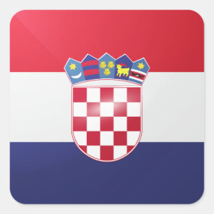 Pegatina Cuadrada Bandera glamurosa cuadrada de Croacia