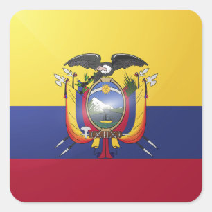 Pegatina Cuadrada Bandera glamurosa cuadrada de Ecuador