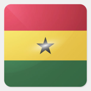 Pegatina Cuadrada Bandera glamurosa cuadrada de Ghana