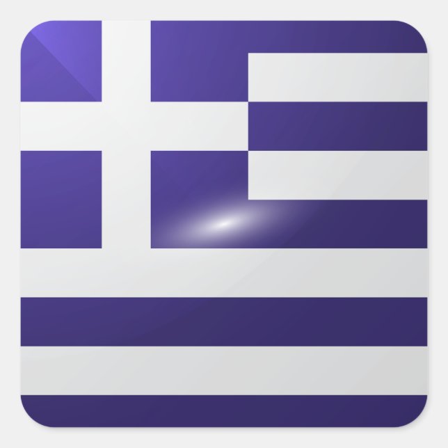Pegatina Cuadrada Bandera glamurosa cuadrada de Grecia (Anverso)