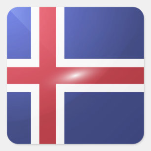 Pegatina Cuadrada Bandera glamurosa cuadrada de Islandia