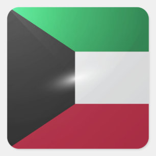 Pegatina Cuadrada Bandera glamurosa cuadrada de Kuwait