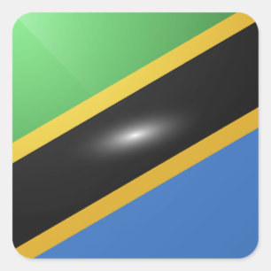 Pegatina Cuadrada Bandera glamurosa cuadrada de Tanzania