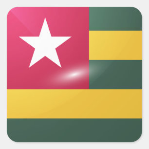 Pegatina Cuadrada Bandera glamurosa cuadrada de Togo