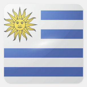 Pegatina Cuadrada Bandera glamurosa cuadrada de Uruguay