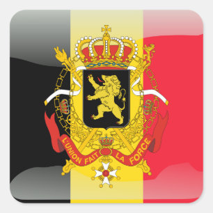 Pegatina Cuadrada Bandera glamurosa de Bélgica