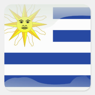 Pegatina Cuadrada Bandera glosera de Uruguay