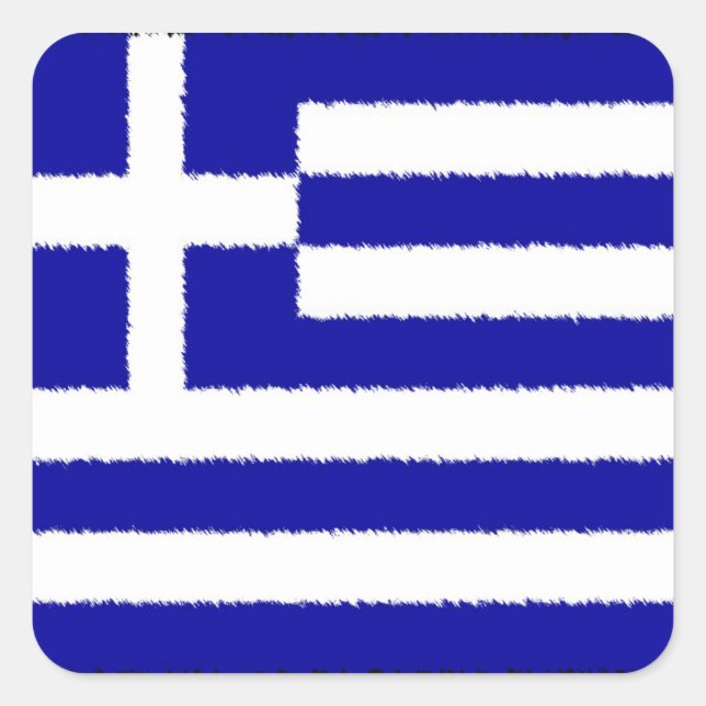 Pegatina Cuadrada Bandera griega (Anverso)