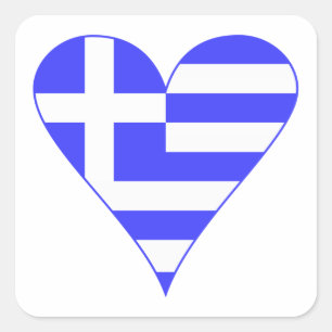 Pegatina Cuadrada Bandera griega corazón funky