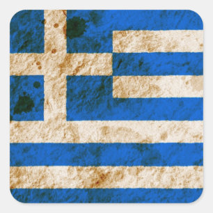 Pegatina Cuadrada Bandera griega rugosa
