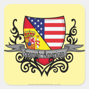 Pegatina Cuadrada Bandera hispanoamericana del escudo