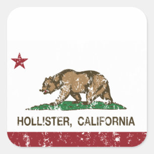 Pegatina Cuadrada Bandera Hollister del estado de California
