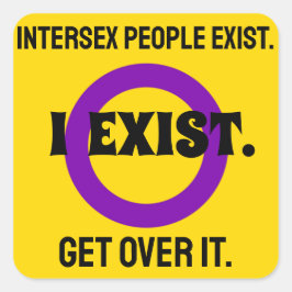 Pegatina Cuadrada Bandera intersexual Mensaje sorprendente amarillo 