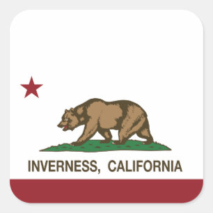 Pegatina Cuadrada Bandera Inverness de la república de California